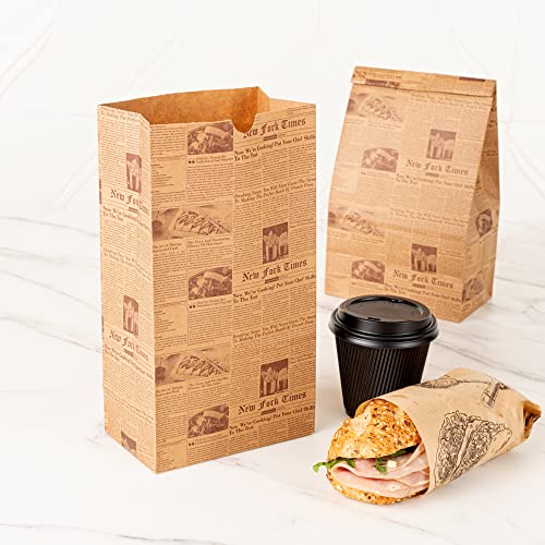 Bag Tek 6 Lb Disposable Lunch Bags 100 Sturdy Take Out Bags (6 lb / Kraft Newsprint)