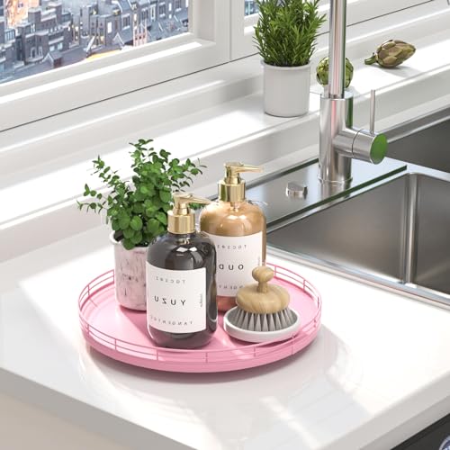 12 Inch Oak Lazy Susan Vanity Tray (Pink / 12)