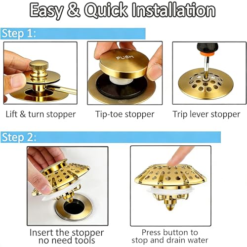 Bathtub Drain Stopper (Brushed Gold)