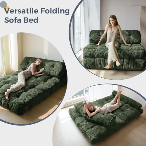 Folding Sofa Bed (Dark Green / Full)