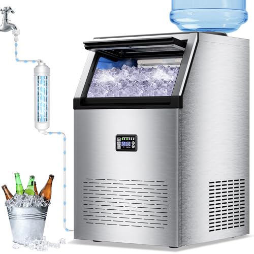 Stainless Steel Commercial Ice Machine 200LB (200LBS/24H-55 Ice / Freestanding Ice Maker)
