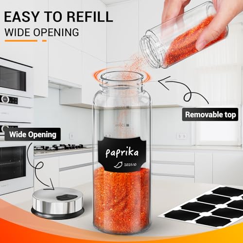 10oz Glass Spice Jar with Adjustable Pour Holes Scale Lines (10oz / 300ml)