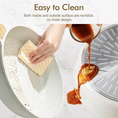 Nonstick Ceramic Saute Pan 12 (Ceramic White / 12-inch/5QT)