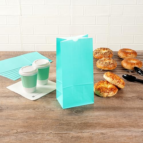 Bakery Bags 100 Pack of 6.1 x 4 x 11.8 Inches Grease (8 lb / Turquoise)