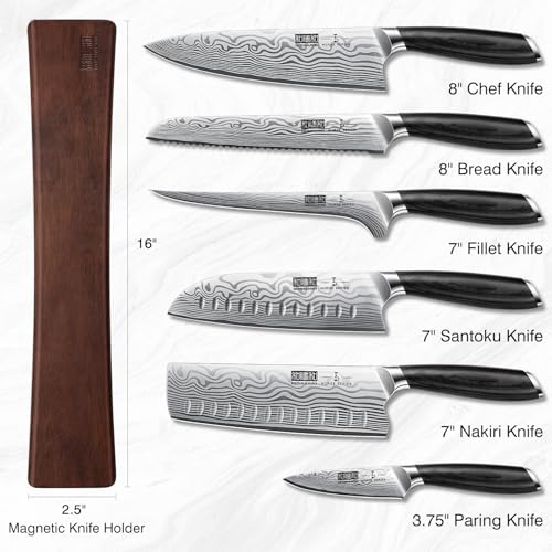 7 Pc Knife Set with Magnetic Knife Holder (7 Pieces Knife Set)