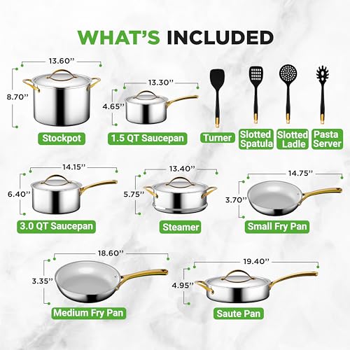 16 Piece Stainless Steel Kitchenware (Royal gold)