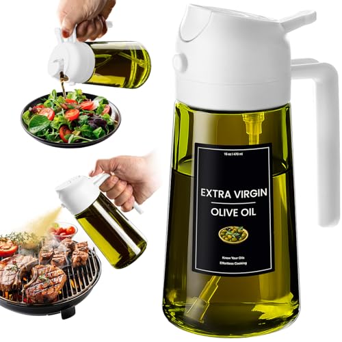 16oz 470ml Olive Oil Dispenser for Kitchen with Stickers (Light-Proof /w Stickers / White-02)