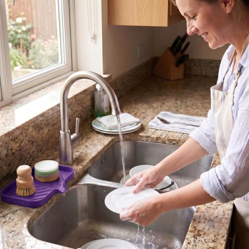 Silicone Soap Dish with Drain Spout (Purple / M(9.6"×5.3"))