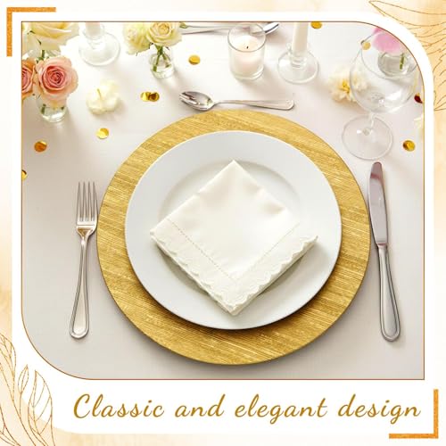 12 Pcs Gold Charger Plates Bulk 13 Inch Texture Strip Plastic (Texture Strip / Gold)