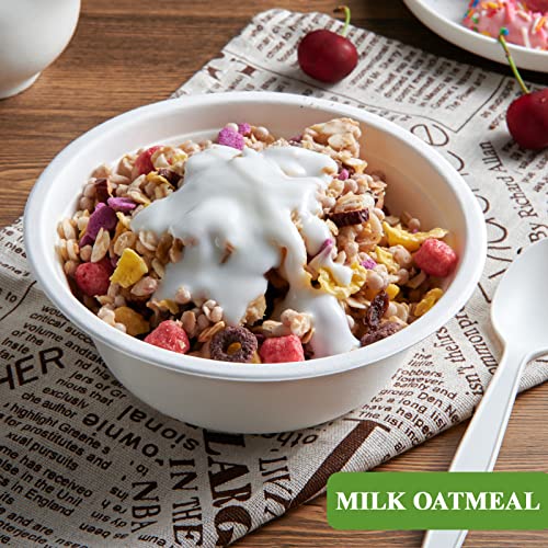 180 Pack 16 OZ Compostable Paper Bowls (16 OZ White)