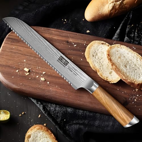 Damascus Bread Knife 8" (8.1 Inch Bread Knife)