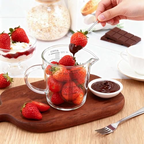Glass Measuring Cup 250ml 1Cup High Borosilicate [Insulated Handle (250ml)