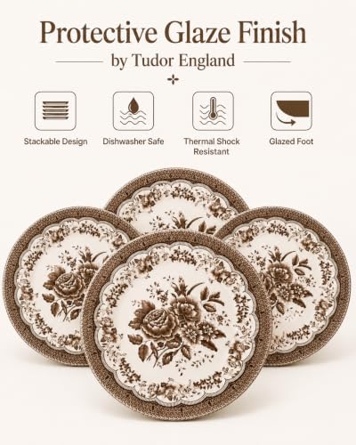 12 Piece Porcelain Dinnerware Set for 4 (Victoria Brown / 12)