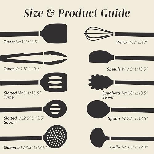 Silicone Cooking Utensils (Black / 10 Pieces)