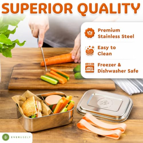 Stainless Steel Bento Box + Condiment Container (Orange / 27oz / 800ml)