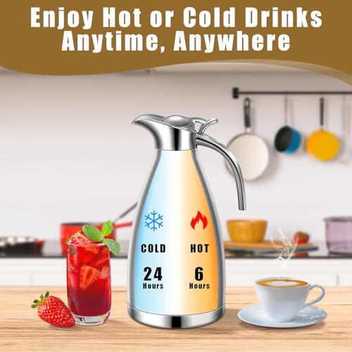 2 Pcs 68oz Thermal Coffee Carafe for Keeping Hot (Black, Silver)