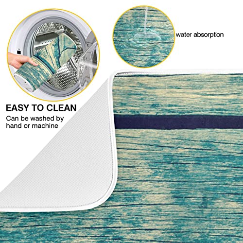 Super Absorbent Dish Drying Mat (Vintage Retro Wooden Background / 16" x 18")