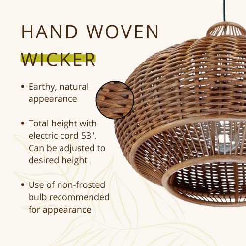 Wicker Pear Pendant Lamp Wicker & Bamboo Ball Pendant Light (Brown)