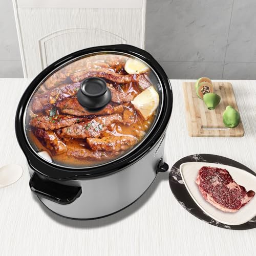 6 Quart Slow Cooker Oval Manual Pot Food Warmer with 3 Cooking Settings