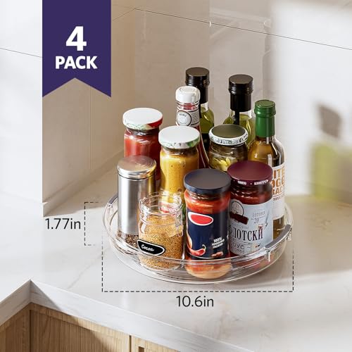 4 Pack 10.6in Lazy Susan Organizer (Clear 10.6in / 4 Pack)