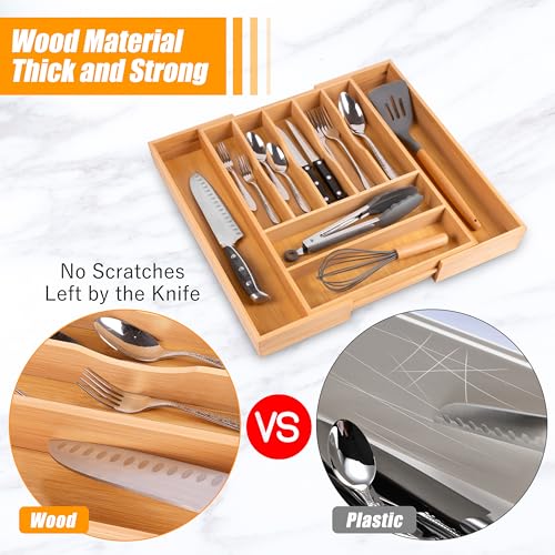 Large Premium Bamboo Silverware Organizer