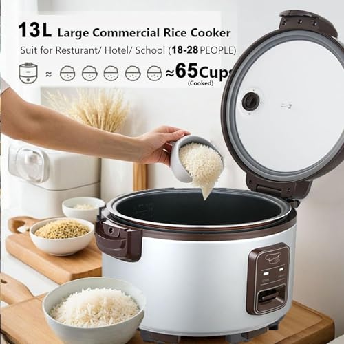 13.8 QT Large Commercial rice cooker 65 cups cooked 32 cups uncooked rice Commercial Electiric Rice Warmer for 18 (13L Rice Cooker)