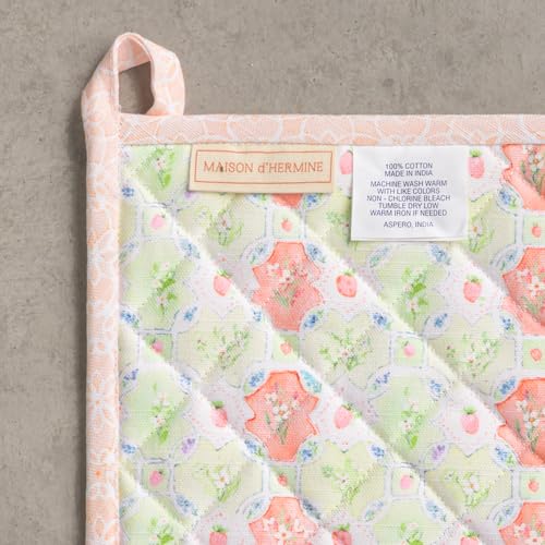 100% Cotton Oven Mitt & Pot Holder Set (013 - Bunny Party / 7.5" x 13" & 8" x 8" (Oven Mitt & Pot Holder))