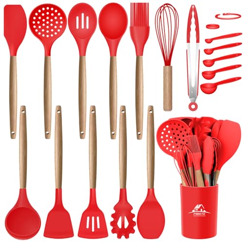 Silicone Cooking Kitchen Utensils Set (Red)