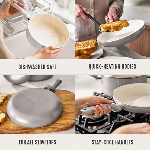2 Piece 8" & 10" (8" and 10" Frying Pan Skillet Set / Light Gray)