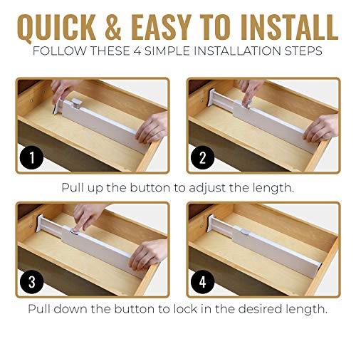 White Expandable Drawer Dividers (2.5" Tall, 13"-22" Long)