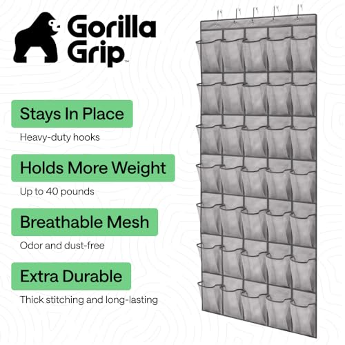 Over the Door Shoe Organizer (Grey / 35 Pockets/5 Hooks)