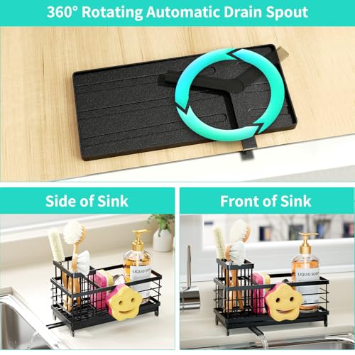 Sponge Holder for Kitchen Sink (Black / with Smiley Face Sponge Holder（single）)