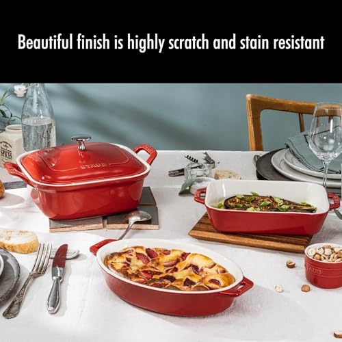 Ceramic 4 pc Baking Pans Set (4-pc / Baking Dish Set / Cherry)