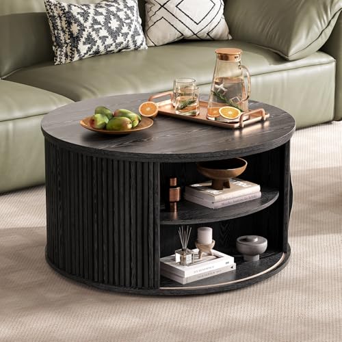 Black Lift Top Coffee Table with Storage for Living Room (Classic Black)