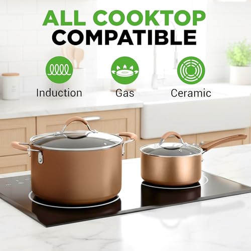20 Piece Professional Home Kitchen Cookware and Bakeware (Matte Gold)