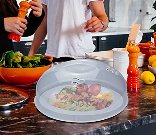 Microwave Cover for Food 2PCS Microwave Splatter Cover Large Microwave Plate Food Cover With Easy Grip Handle Anti (white-2pcs)