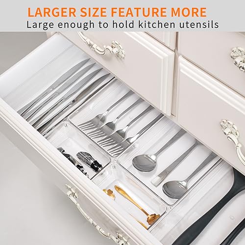21 Pack Large Clear Plastic Drawer Organizer Trays (21 Count)
