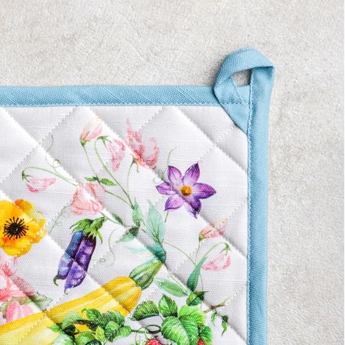 Pot Holders 100% Cotton Potholders (042 - Giverny / 8" x 8" (Pot Holder Pack of 2))