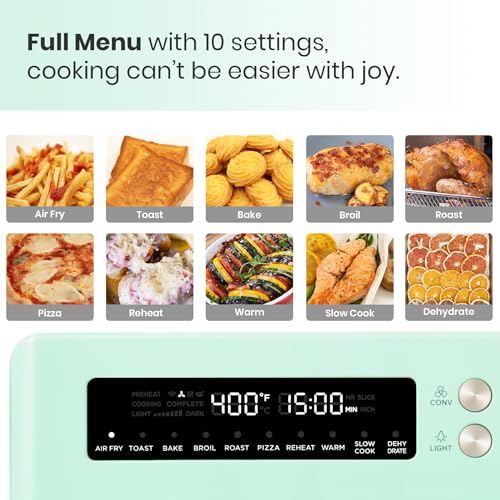 Retro 26.3 QT Infrared Heating Air Fryer Toaster Oven (Green Color)