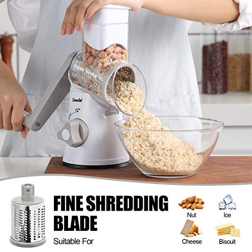 Rotary Cheese Grater Hand Crank (White / 3 Blades)