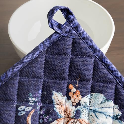 Pot Holders 100% Cotton Potholders (072 - Pumpkin Blues / 8" x 8" (Pot Holder Pack of 2))