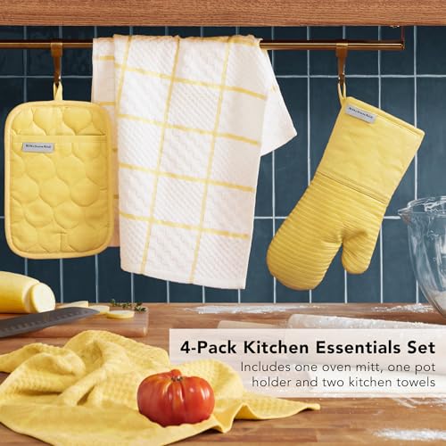 Quilted Cotton Terry Cloth Oven Mitt (Butter Yellow)