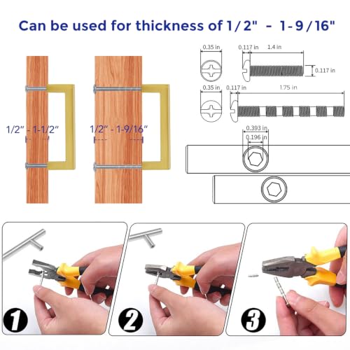 Gold Cabinet Handles Solid Cabinet Pulls (Gold / Flat Black 3'' Hole Center)