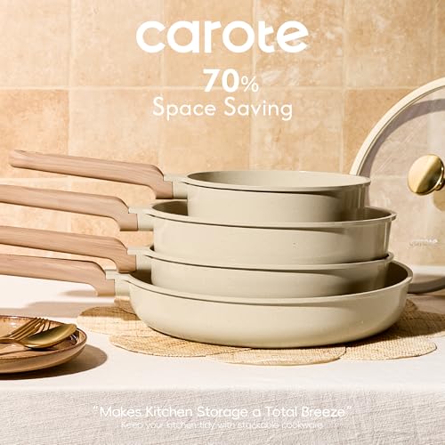 22pcs Ceramic Cookware Sets (Oatmeal / 22 Piece)