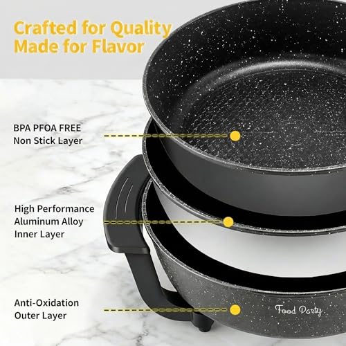 Hot Pot Electric Skillet 2 in 1 Hotpot Pot Electric Pot for Cooking 6L 110V 1100W Non