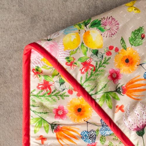 Double Oven Mitts 100% Cotton Double Oven Glove (105 - Jardin D'ete - Fog / 7" x 35" (Double Oven Mitt))