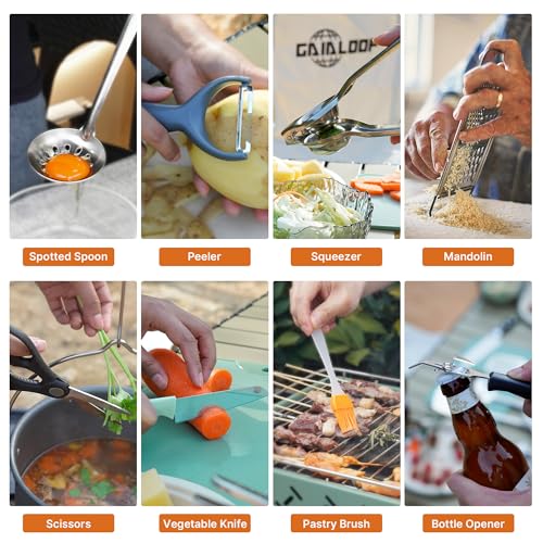 Camping Cooking Utensils Set 34 PCS Camp Kitchen Cookware Kit with Organizer Bag (34pcs)