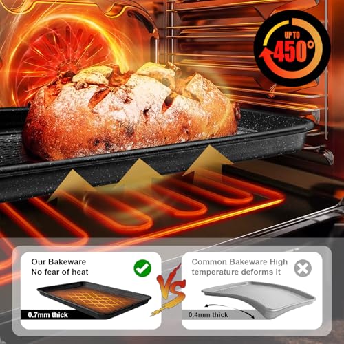 Baking Sheet Pan Set of 2 (17.5x12x1 inch Set / Textured Black)