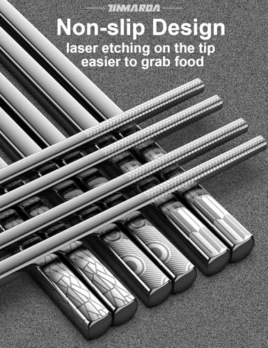Metal Chopsticks Reusable 18 (Modern Silver 5 Pairs)