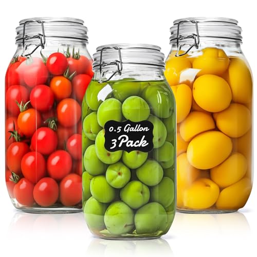 Large Glass Jars with Airtight Lids 71 oz 3 Pack Pantry Organization (71 fl oz x 3)